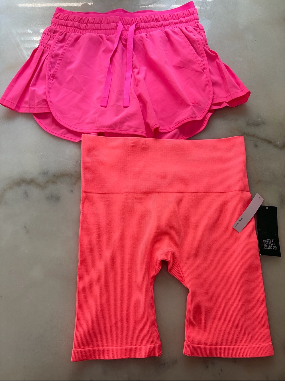 wild fable Bright Pink Layered Shorts with Coral Pink Bike Shorts
